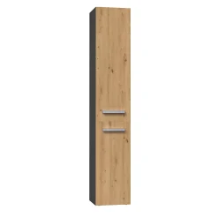 Topeshop YANA - Meuble salle de bain avec panier à linge - 31x30x174 cm - Colonne rangement SDB