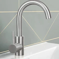 Robinet Lavabo Et Vasque|zmh Robinetterie de lavabo en acier inoxydable Mitigeur de lavabo rotatif à haute pression