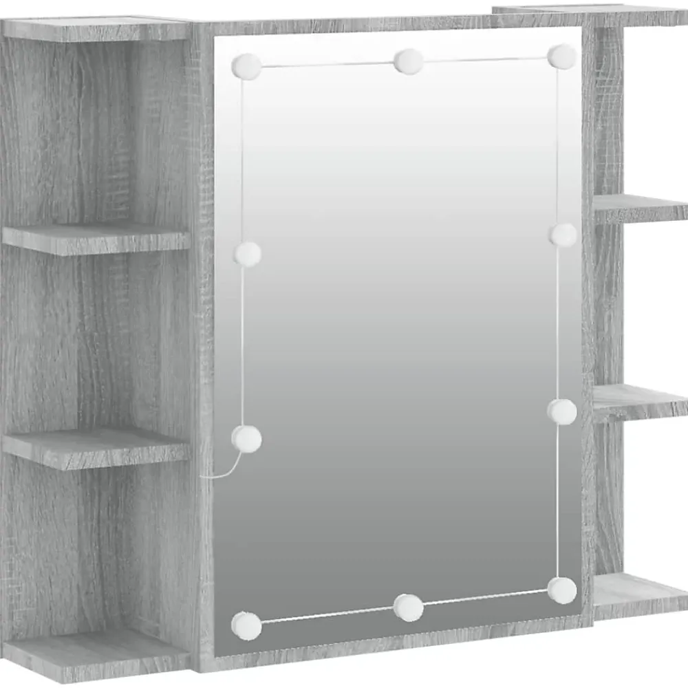 zmh Armoire à miroir avec LED Sonoma gris 70x16,5x60 cm
