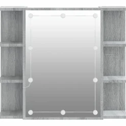 zmh Armoire à miroir avec LED Sonoma gris 70x16,5x60 cm