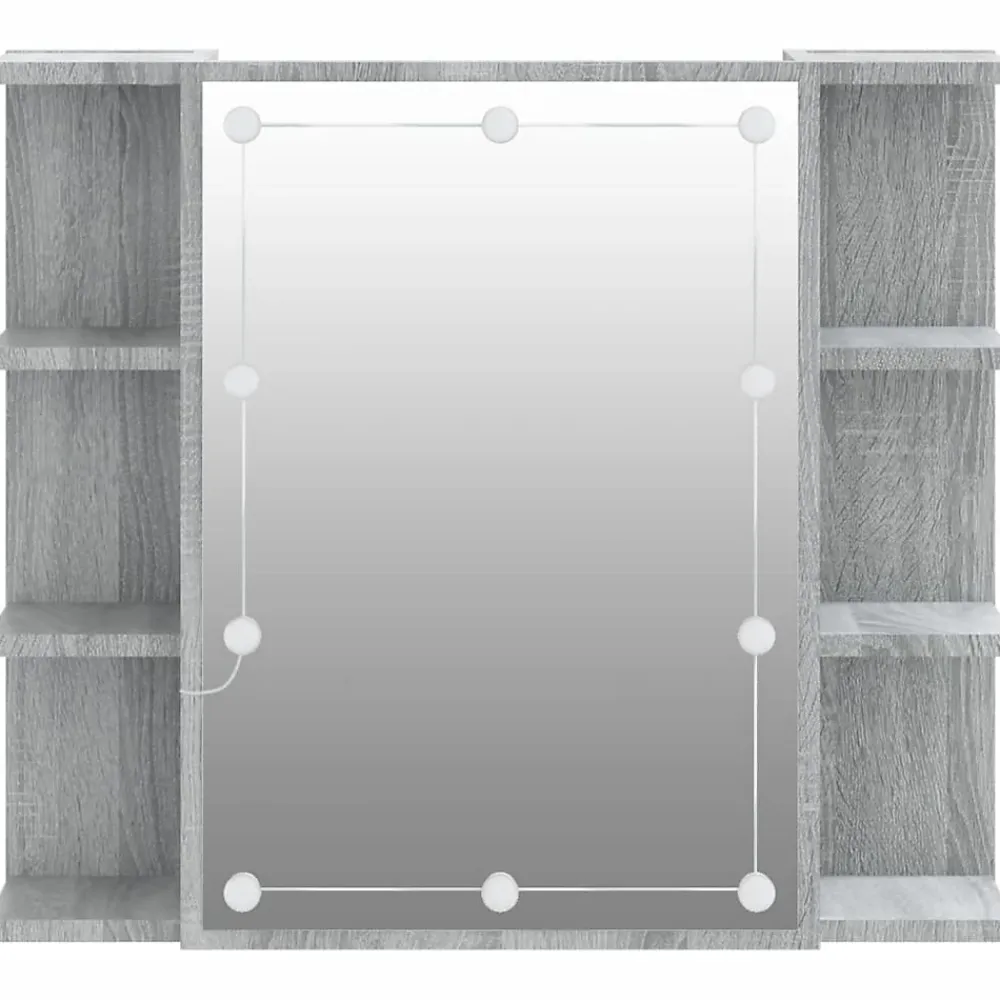 zmh Armoire à miroir avec LED Sonoma gris 70x16,5x60 cm