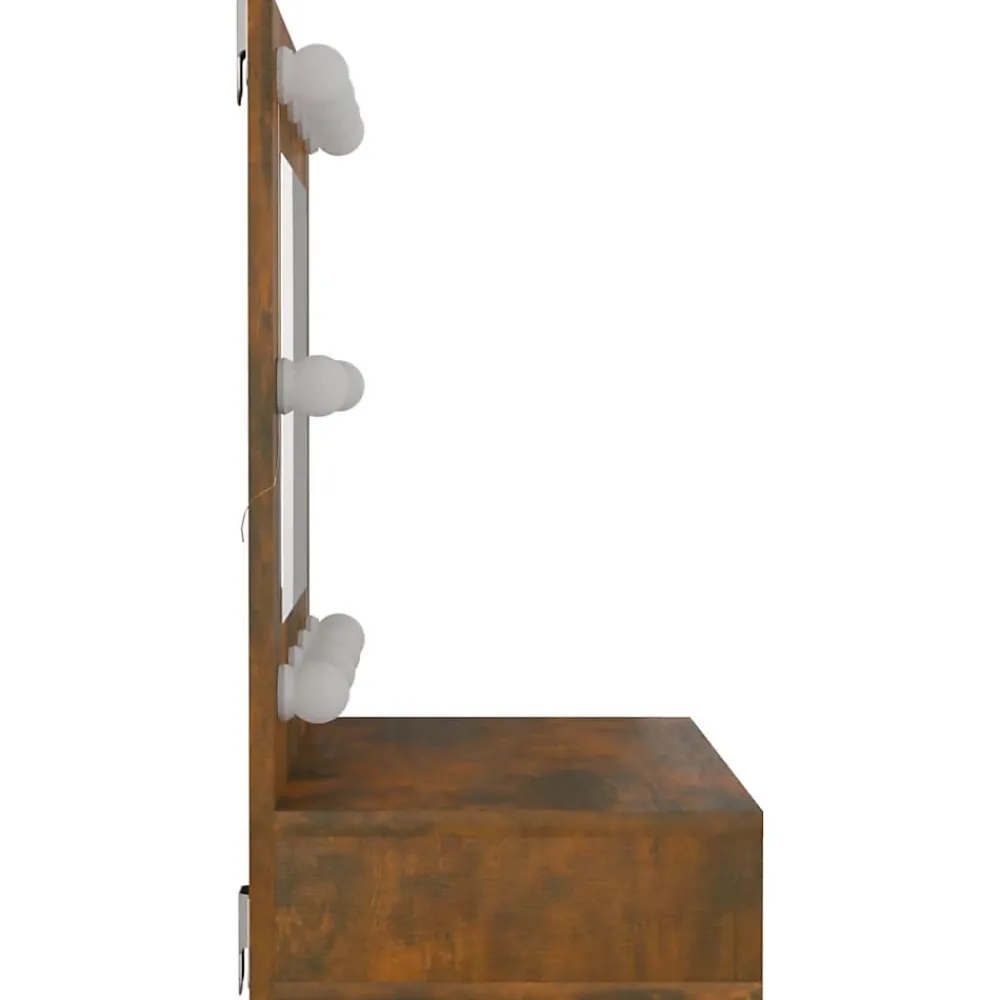 zmh Armoire à miroir avec LED Chêne fumé 60x31,5x62 cm