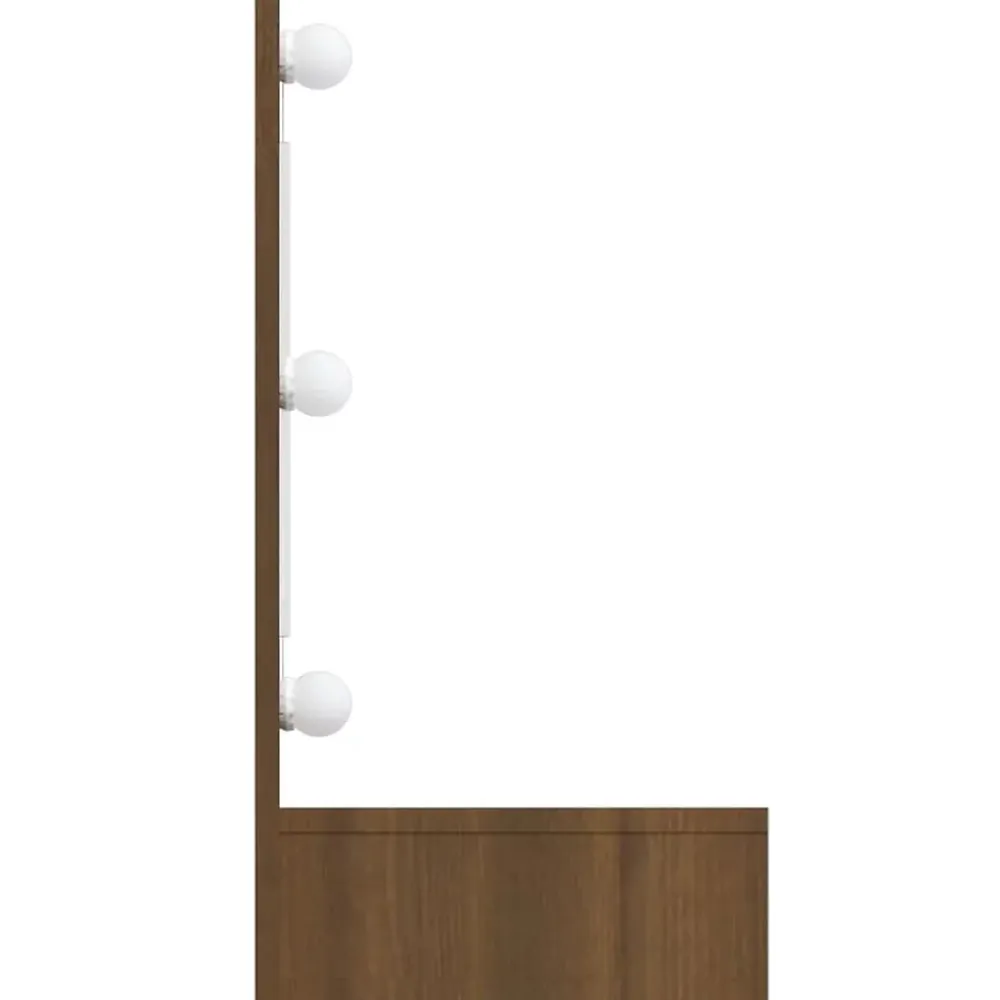 zmh Armoire à miroir avec LED Chêne marron 90x31,5x62 cm