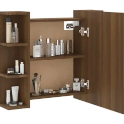 Meuble Wc|zmh Armoire à miroir avec LED Chêne marron 70x16,5x60 cm