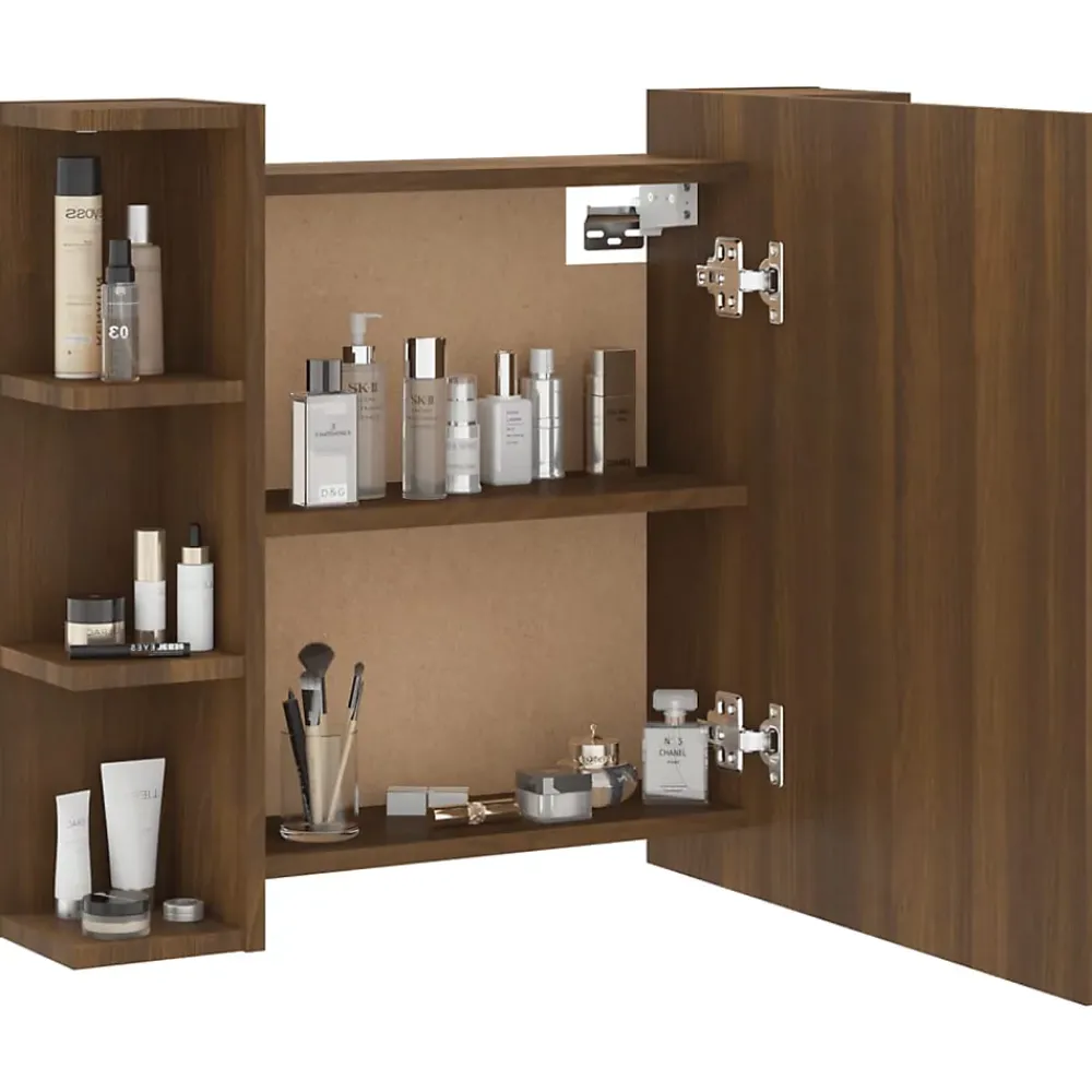 Meuble Wc|zmh Armoire à miroir avec LED Chêne marron 70x16,5x60 cm