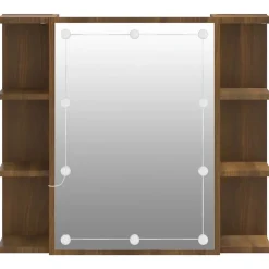 Meuble Wc|zmh Armoire à miroir avec LED Chêne marron 70x16,5x60 cm
