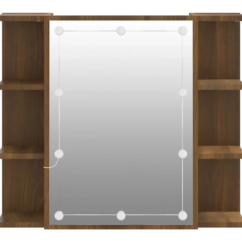 Meuble Wc|zmh Armoire à miroir avec LED Chêne marron 70x16,5x60 cm
