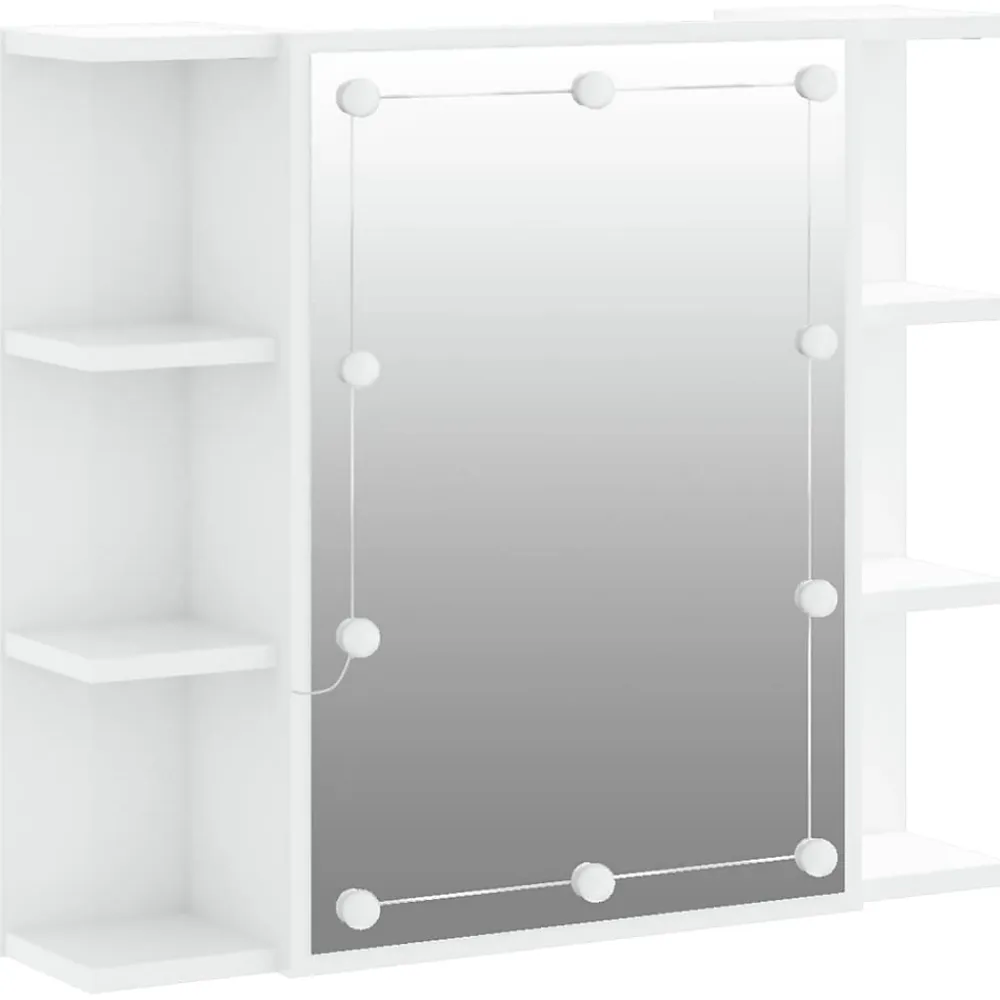 Meuble Wc|zmh Armoire à miroir avec LED Blanc brillant 70x16,5x60 cm