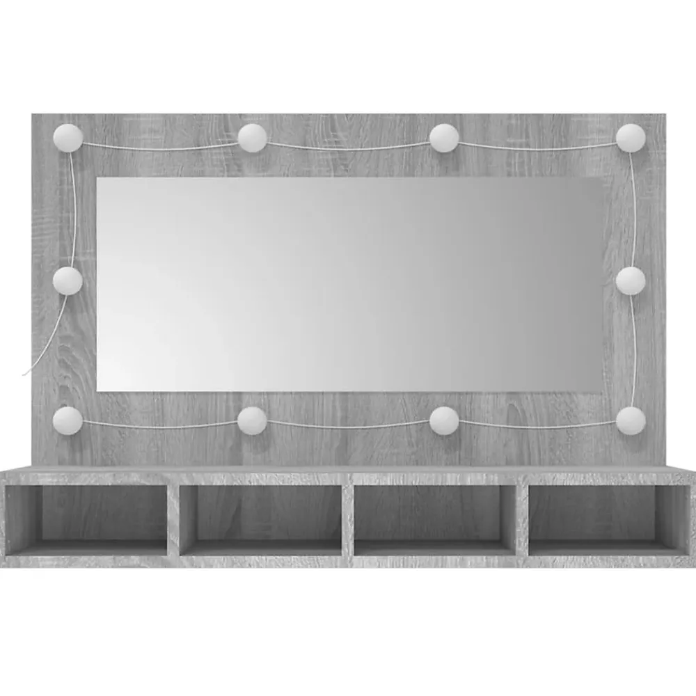 Meuble Wc|zmh Armoire à miroir avec LED Sonoma gris 90x31,5x62 cm