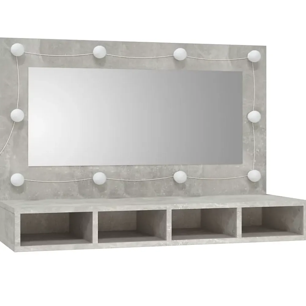 Meuble Wc|zmh Armoire à miroir avec LED Gris béton 90x31,5x62 cm
