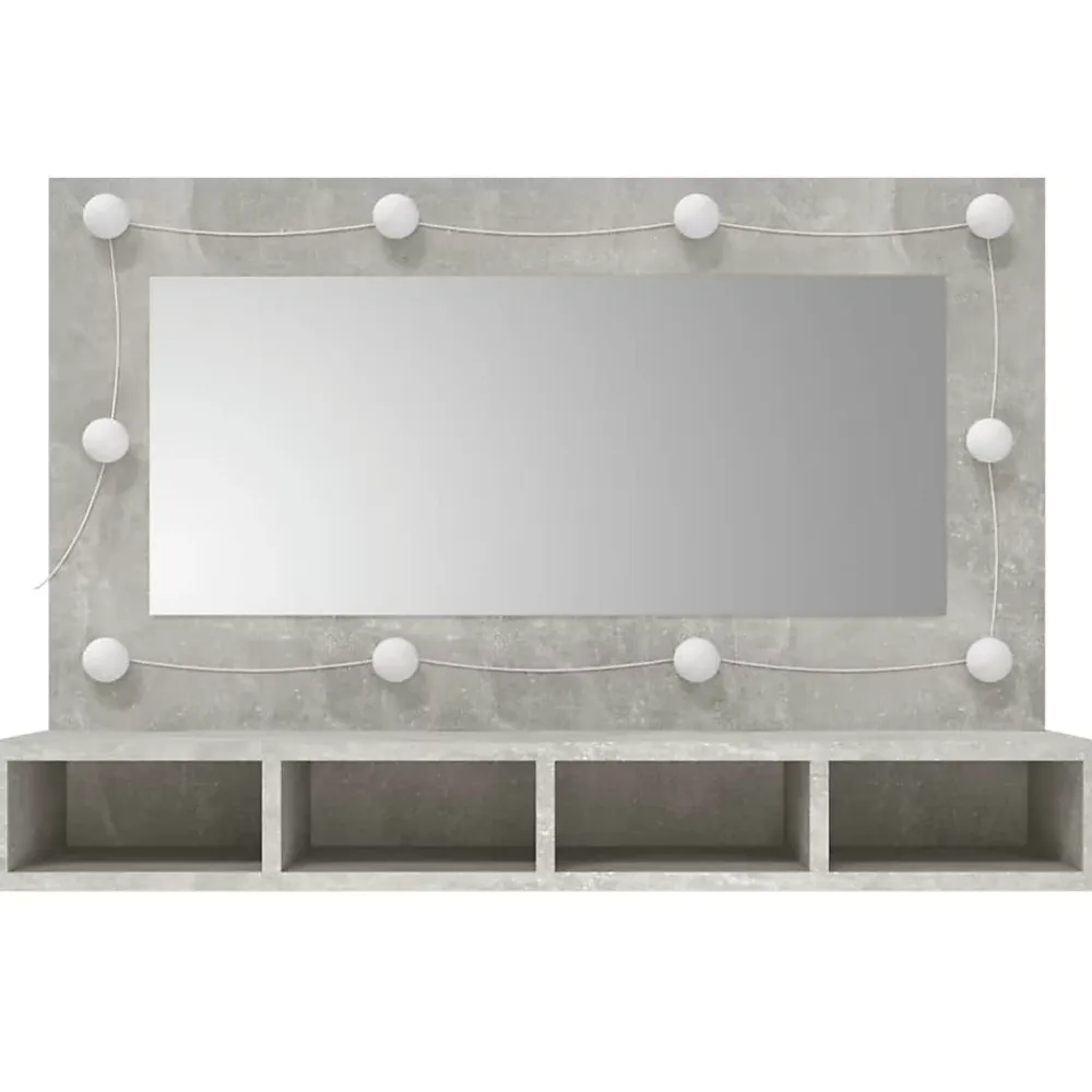 Meuble Wc|zmh Armoire à miroir avec LED Gris béton 90x31,5x62 cm