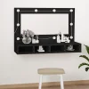 Meuble Wc|zmh Armoire à miroir avec LED noir 90x31,5x62 cm