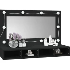 Meuble Wc|zmh Armoire à miroir avec LED noir 90x31,5x62 cm