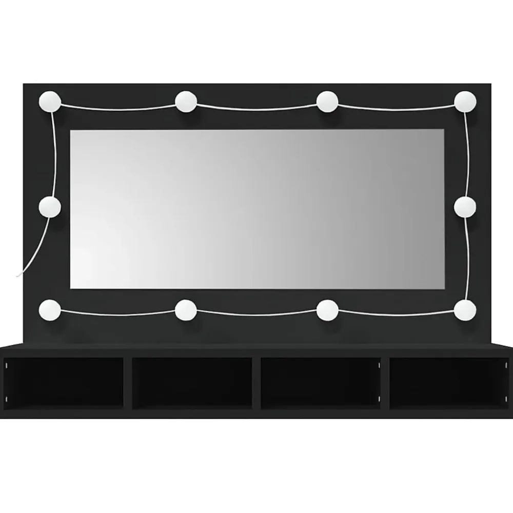 Meuble Wc|zmh Armoire à miroir avec LED noir 90x31,5x62 cm