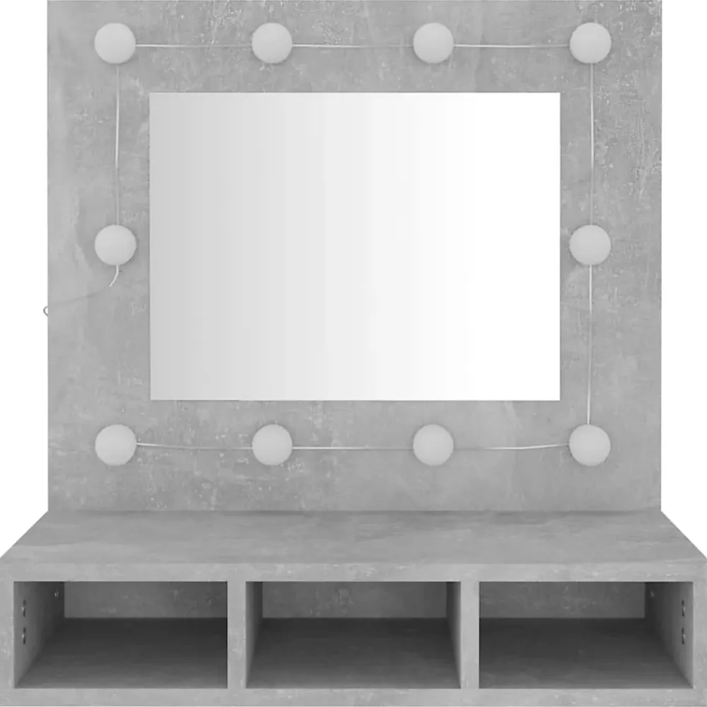 zmh Armoire à miroir avec LED Gris béton 60x31,5x62 cm