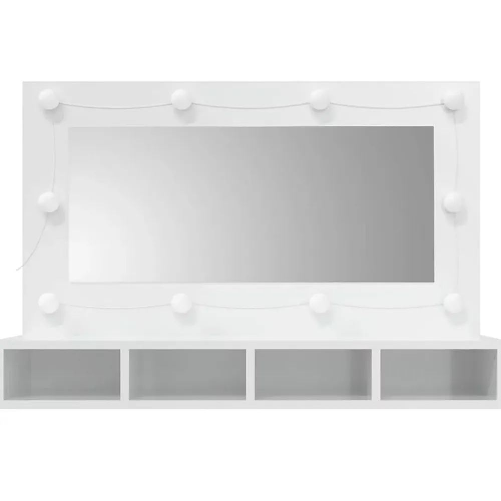 zmh Armoire à miroir avec LED Blanc brillant 90x31,5x62 cm