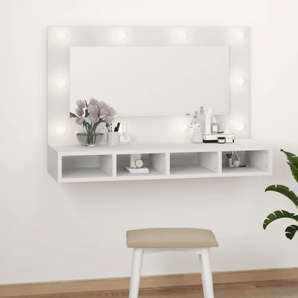zmh Armoire à miroir avec LED blanc 90x31,5x62 cm