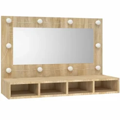 Meuble Wc|zmh Armoire à miroir avec LED Chêne sonoma 90x31,5x62 cm