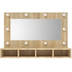 Meuble Wc|zmh Armoire à miroir avec LED Chêne sonoma 90x31,5x62 cm