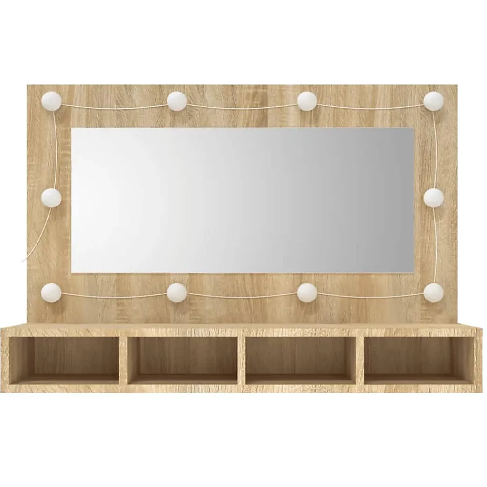 Meuble Wc|zmh Armoire à miroir avec LED Chêne sonoma 90x31,5x62 cm