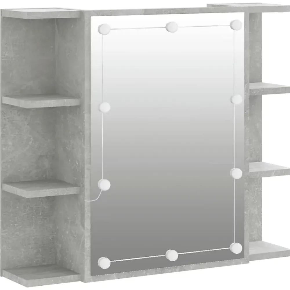 zmh Armoire à miroir avec LED Gris béton 70x16,5x60 cm