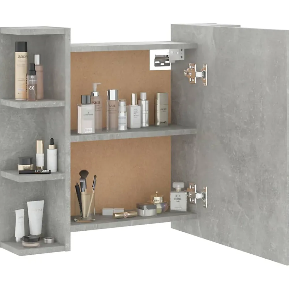 zmh Armoire à miroir avec LED Gris béton 70x16,5x60 cm