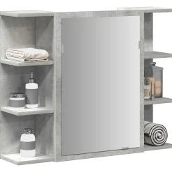 zmh Armoire à miroir de bain Gris béton 80x20,5x64 cm Aggloméré
