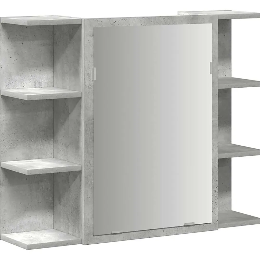 zmh Armoire à miroir de bain Gris béton 80x20,5x64 cm Aggloméré