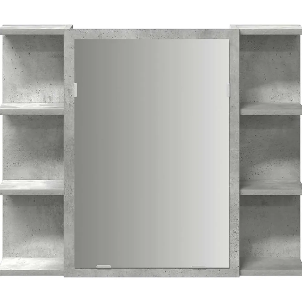 zmh Armoire à miroir de bain Gris béton 80x20,5x64 cm Aggloméré
