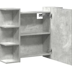 zmh Armoire à miroir de bain Gris béton 80x20,5x64 cm Aggloméré