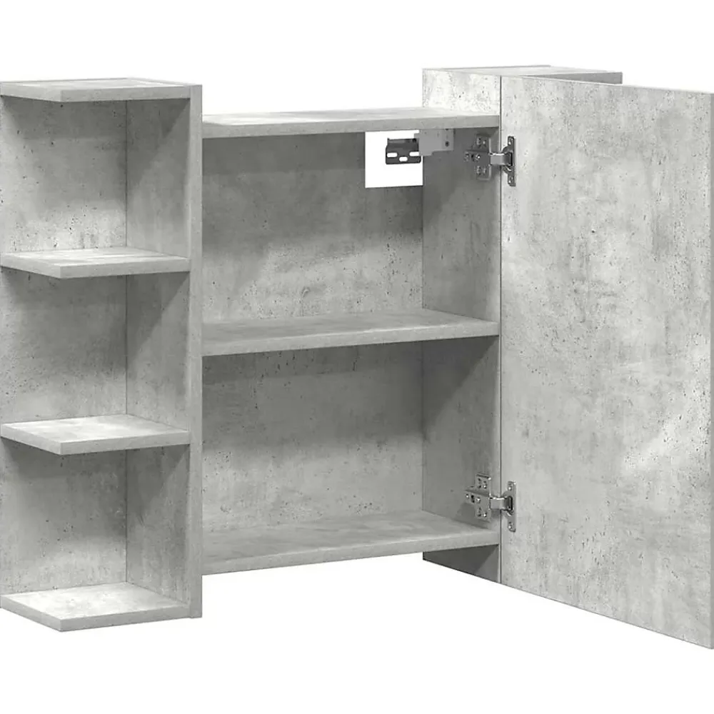 zmh Armoire à miroir de bain Gris béton 80x20,5x64 cm Aggloméré