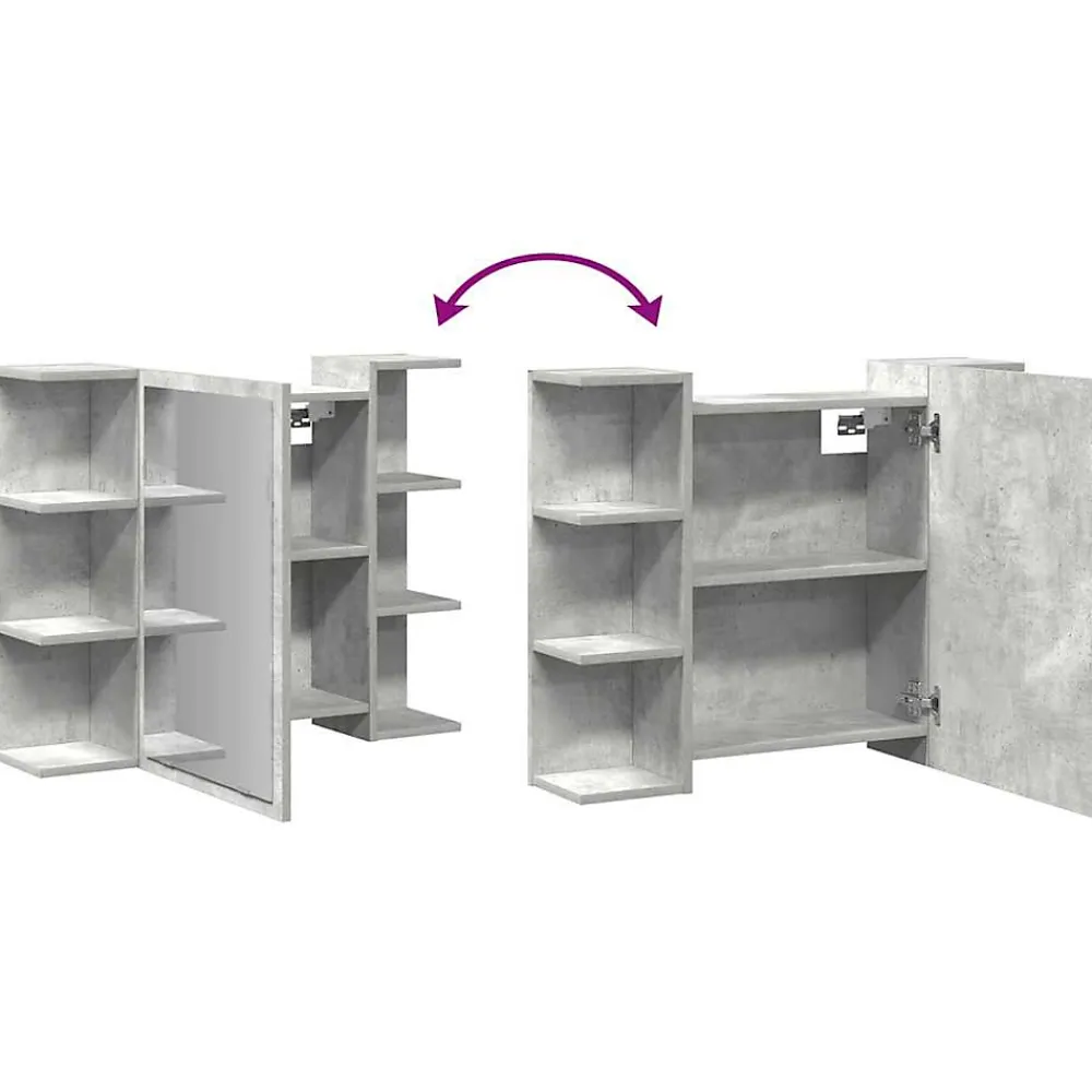 zmh Armoire à miroir de bain Gris béton 80x20,5x64 cm Aggloméré