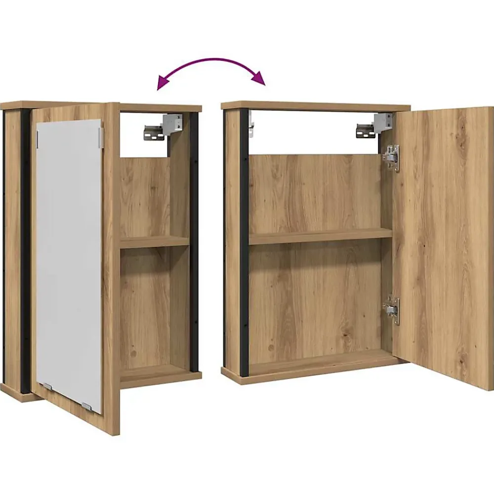 Meuble Wc|zmh Armoire à miroir de salle de bain chêne artisanal 42x12x60 cm