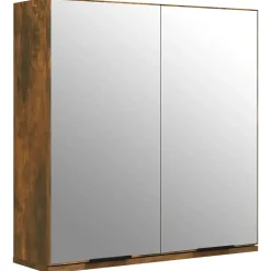 zmh Armoire à miroir de salle de bain Chêne fumé 64x20x67 cm