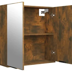 zmh Armoire à miroir de salle de bain Chêne fumé 64x20x67 cm