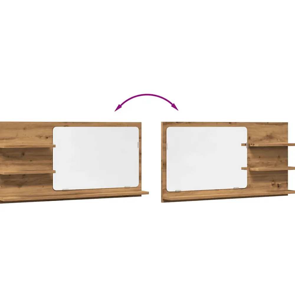 zmh Armoire à miroir de salle de bain chêne artisanal 90x11x45 cm