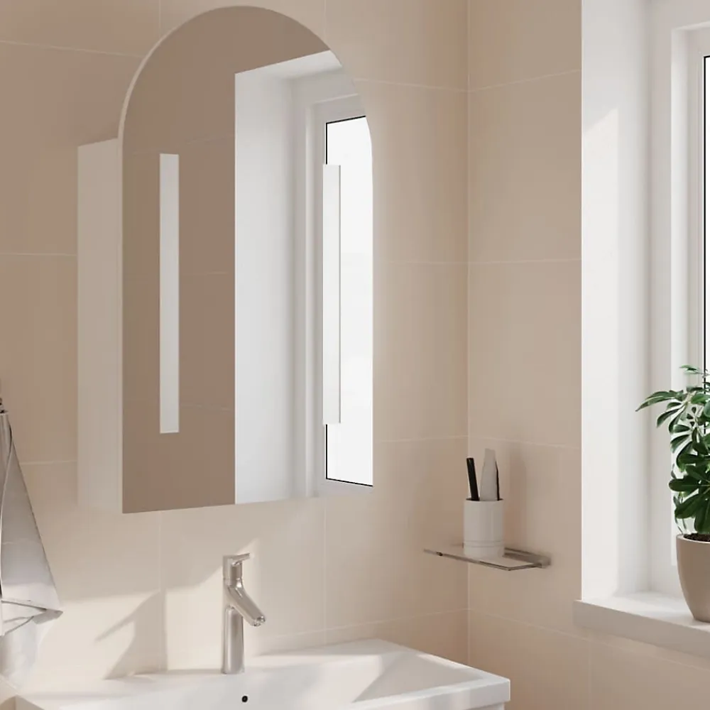 zmh Armoire de bain à miroir avec LED arquée blanc 42x13x70 cm