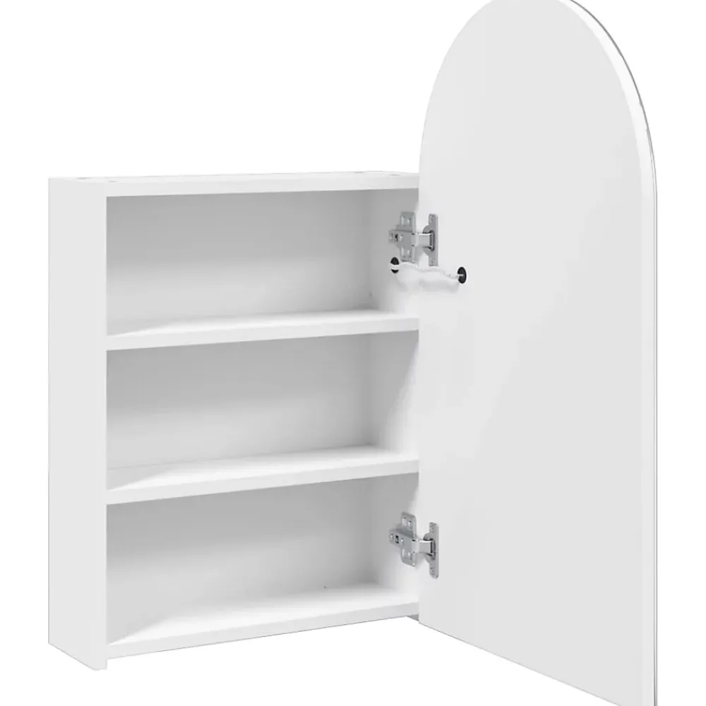 zmh Armoire de bain à miroir avec LED arquée blanc 42x13x70 cm