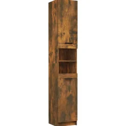 zmh Armoire de bain Chêne fumé 32x34x188,5 cm Bois d'ingénierie
