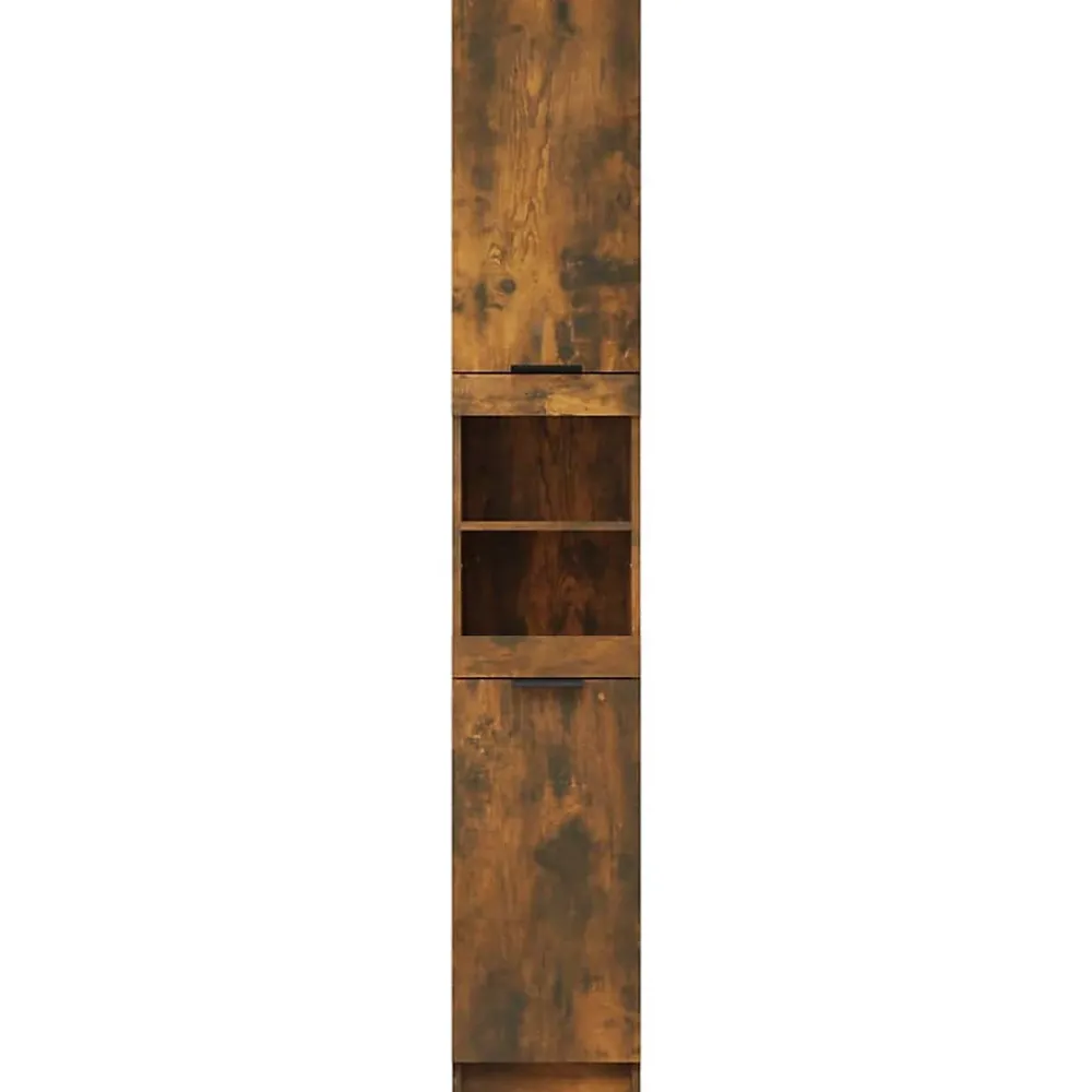 zmh Armoire de bain Chêne fumé 32x34x188,5 cm Bois d'ingénierie