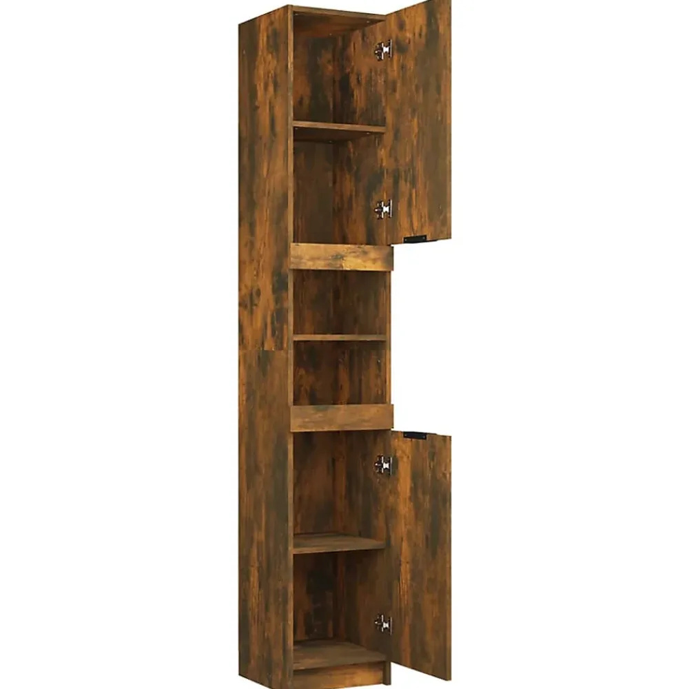 zmh Armoire de bain Chêne fumé 32x34x188,5 cm Bois d'ingénierie