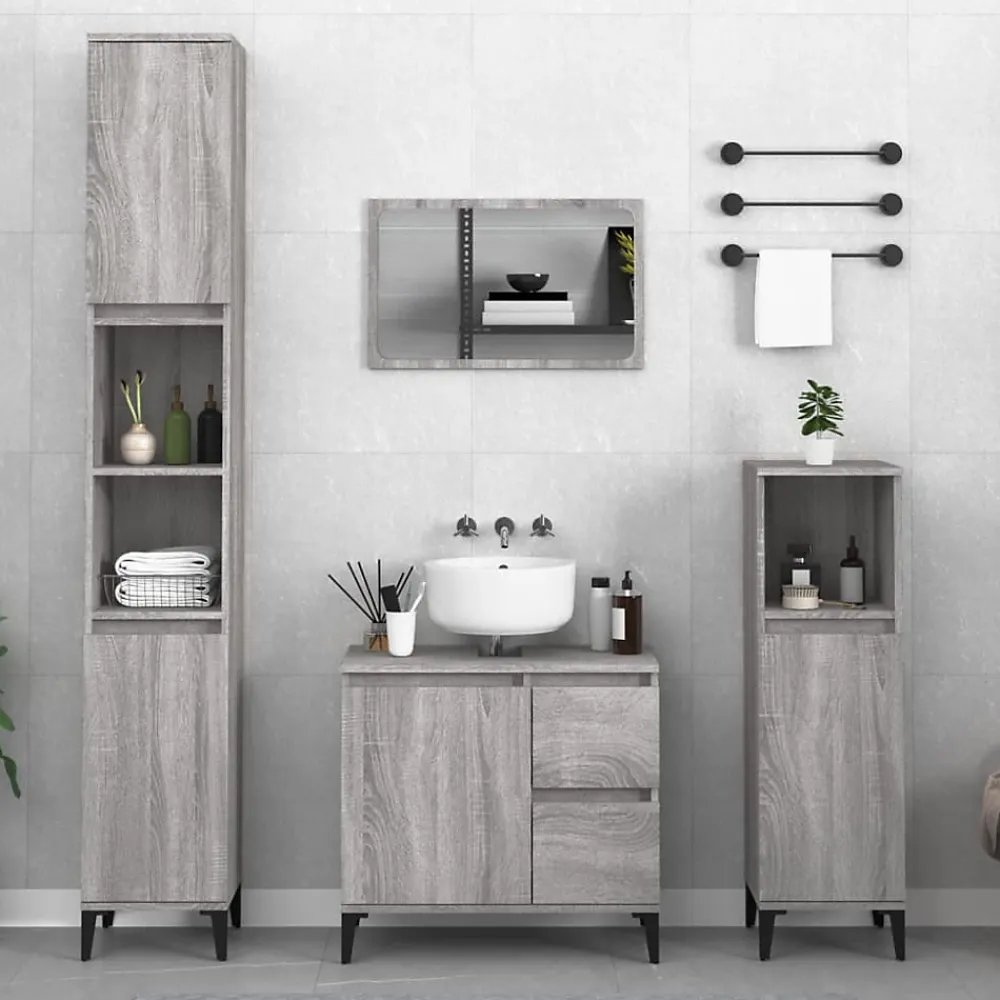 Meuble Wc|zmh Armoire de bain sonoma gris 30x30x190 cm bois d'ingénierie