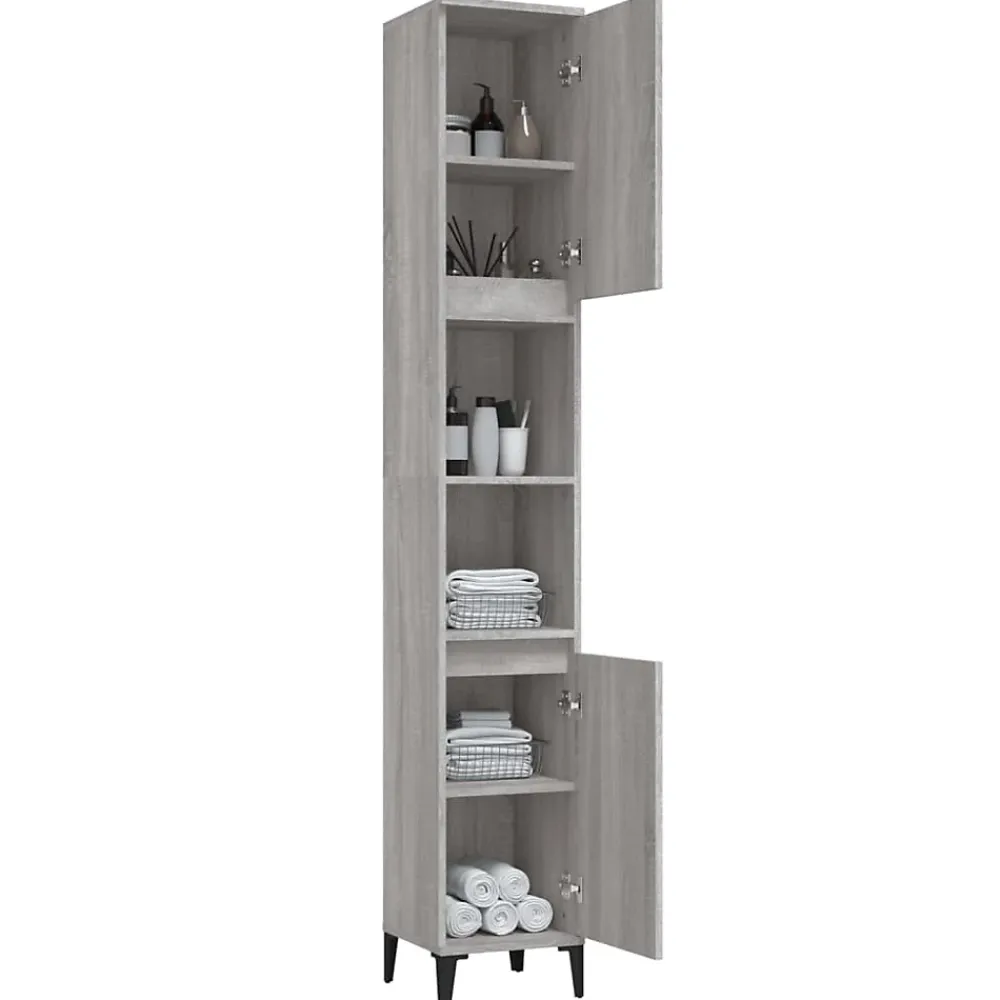 Meuble Wc|zmh Armoire de bain sonoma gris 30x30x190 cm bois d'ingénierie