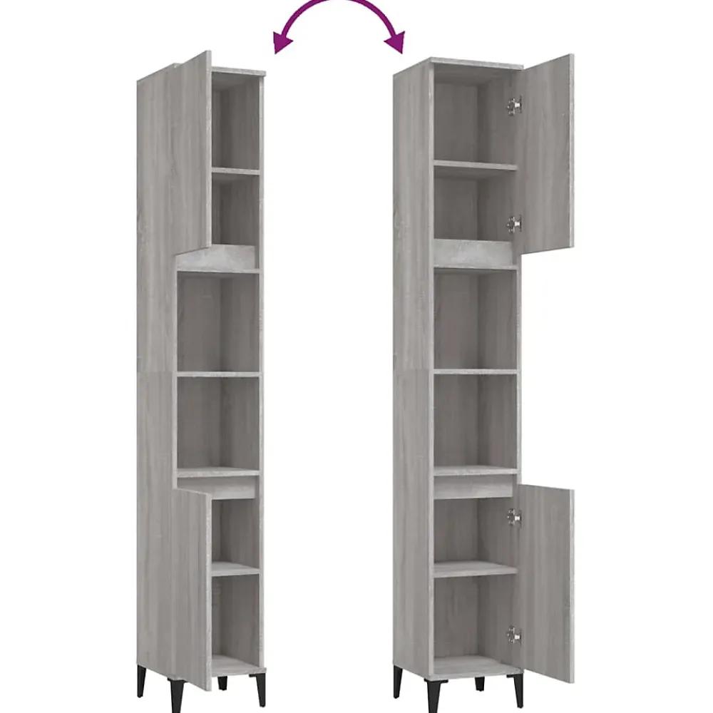 Meuble Wc|zmh Armoire de bain sonoma gris 30x30x190 cm bois d'ingénierie