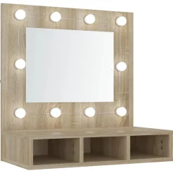 Meuble Wc|zmh Armoire de miroir avec LED Chêne sonoma 60x31,5x62 cm