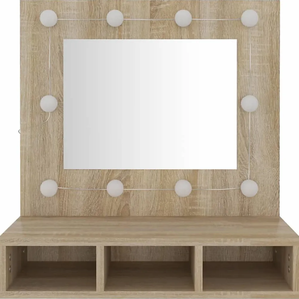 Meuble Wc|zmh Armoire de miroir avec LED Chêne sonoma 60x31,5x62 cm
