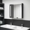 zmh Armoire de salle de bain à miroir LED noir brillant 62x14x60 cm