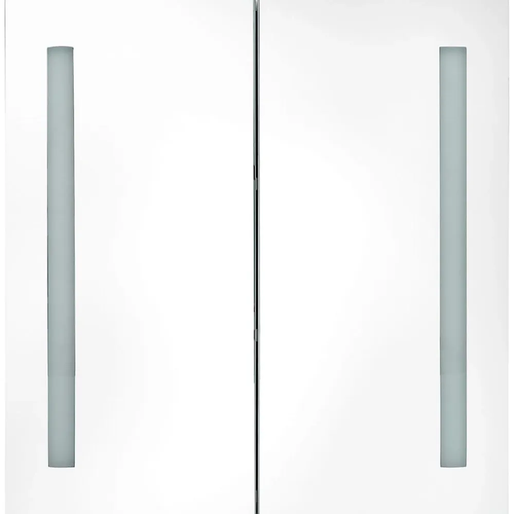zmh Armoire de salle de bain à miroir LED noir brillant 62x14x60 cm