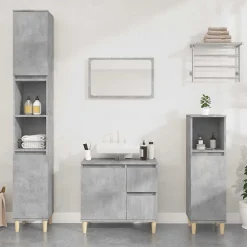 zmh Armoire de salle de bain gris béton 65x33x60 cm