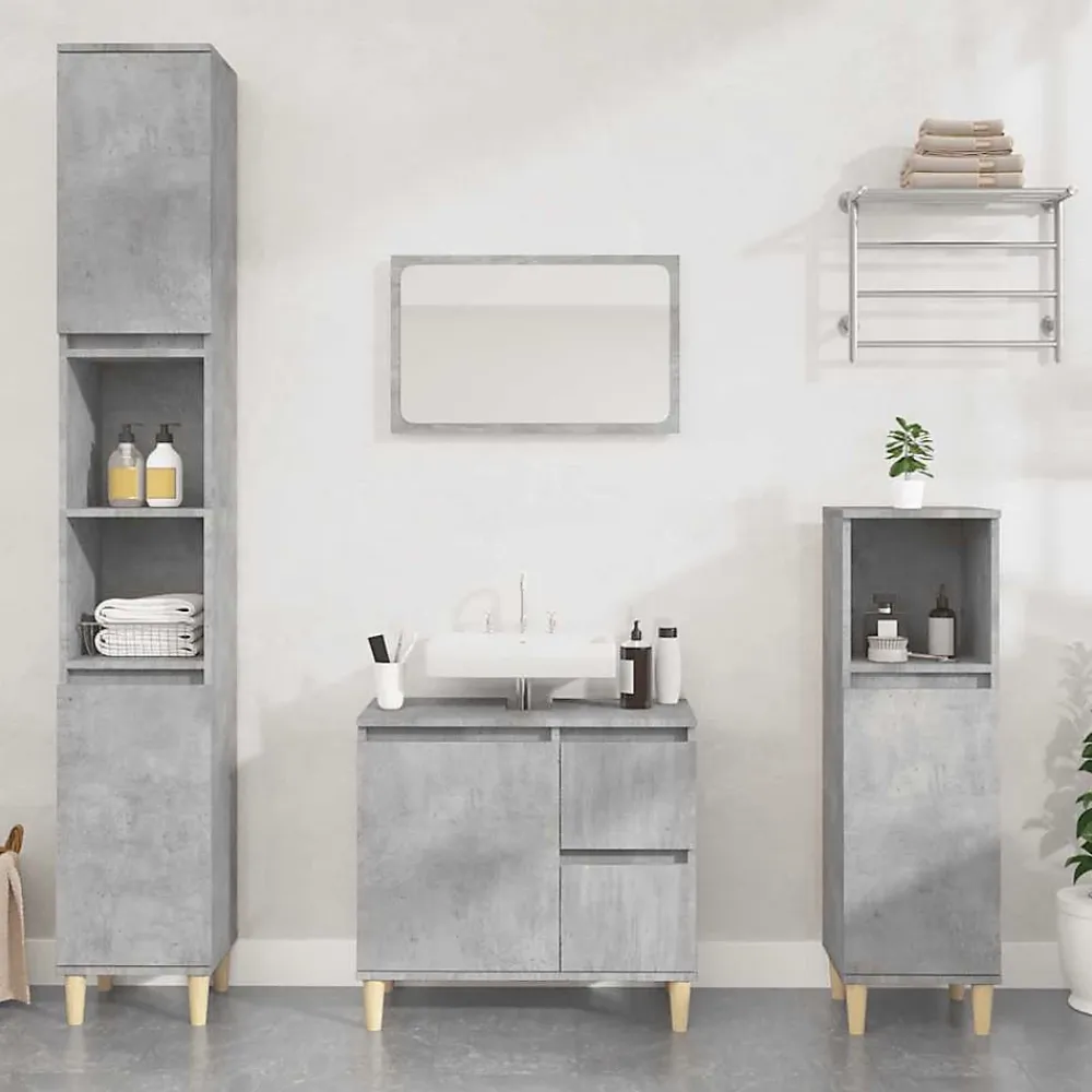 zmh Armoire de salle de bain gris béton 65x33x60 cm